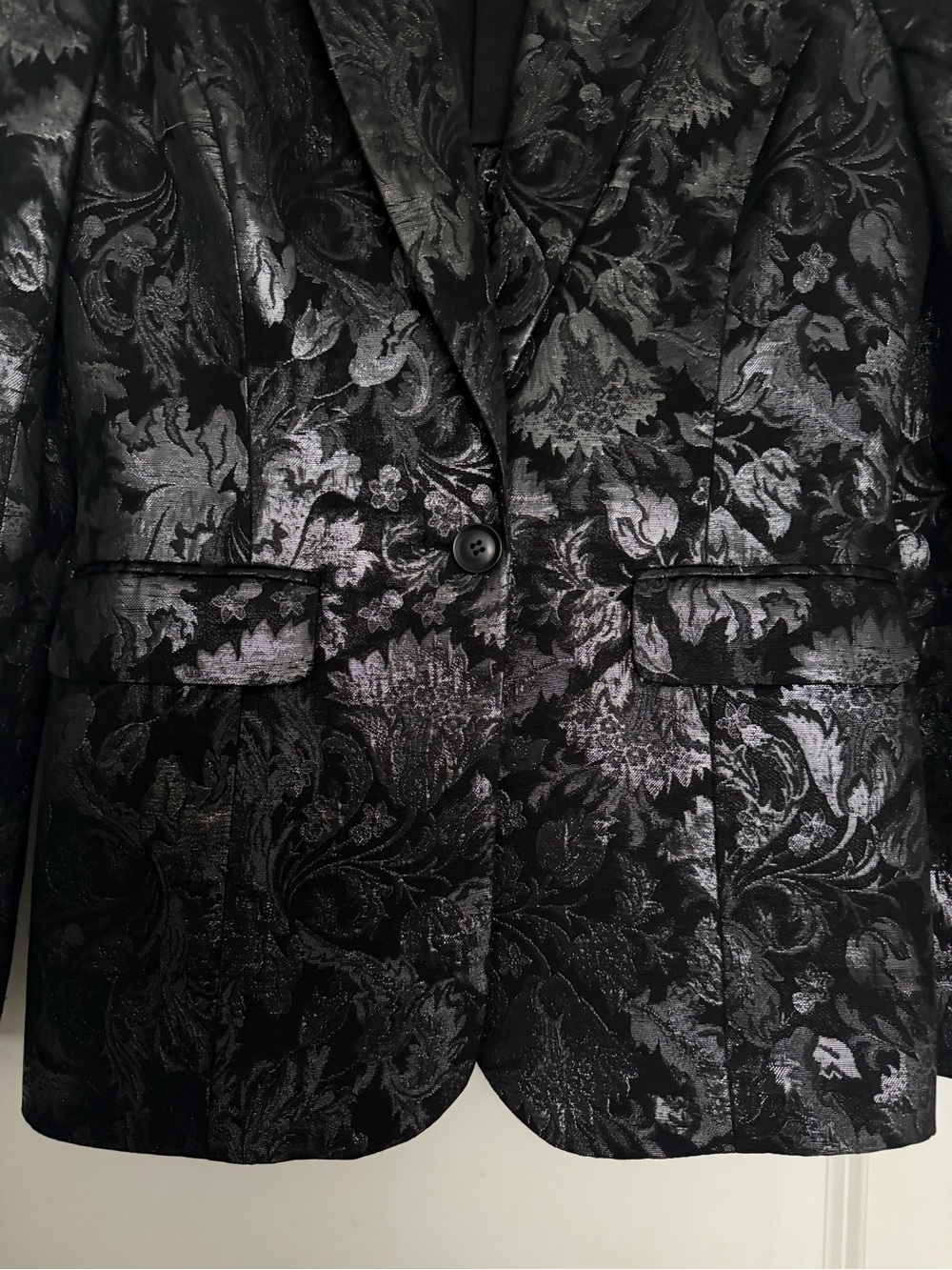 Alice + Olivia Black Floral Brocade Blazer - Picture 3 of 3